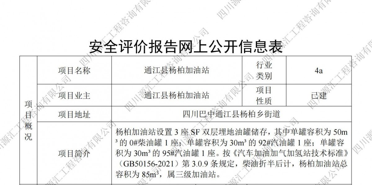 通江县杨柏加油站网上公示