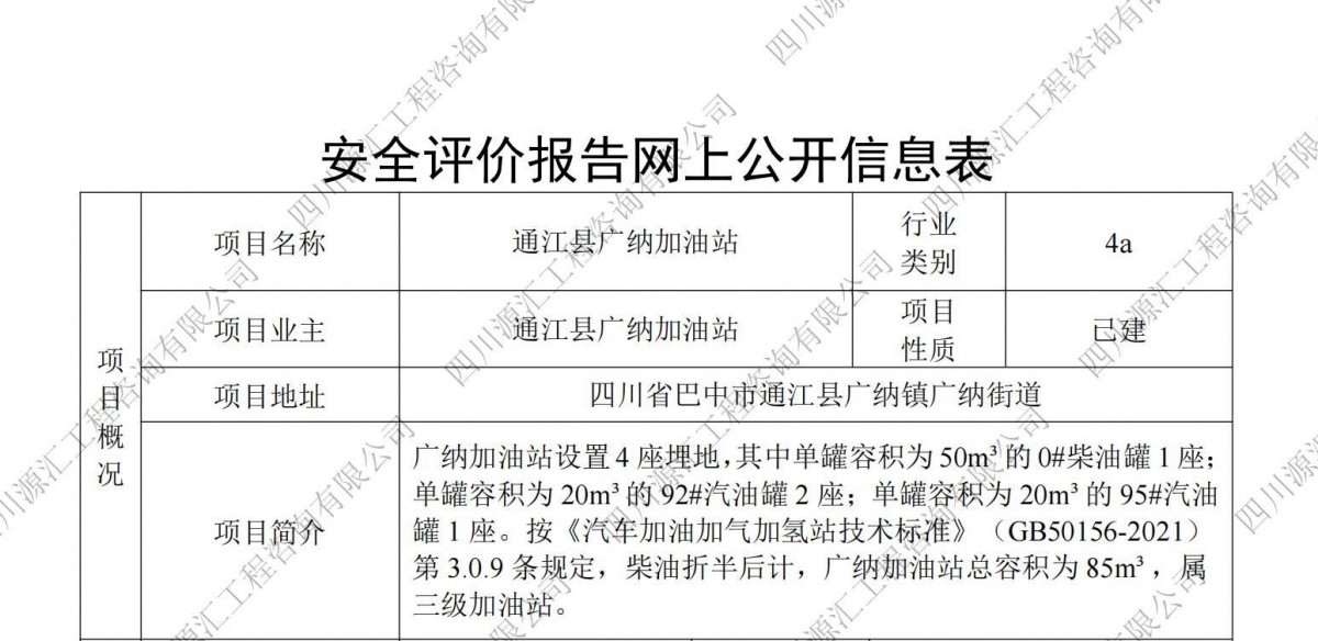 通江县广纳加油站网上公示