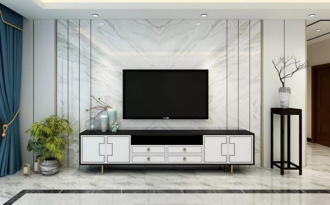客厅电视柜这样设计,一间顶两间!